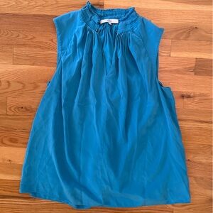 Tibi Sleeveless Blue Silk Top Size 6